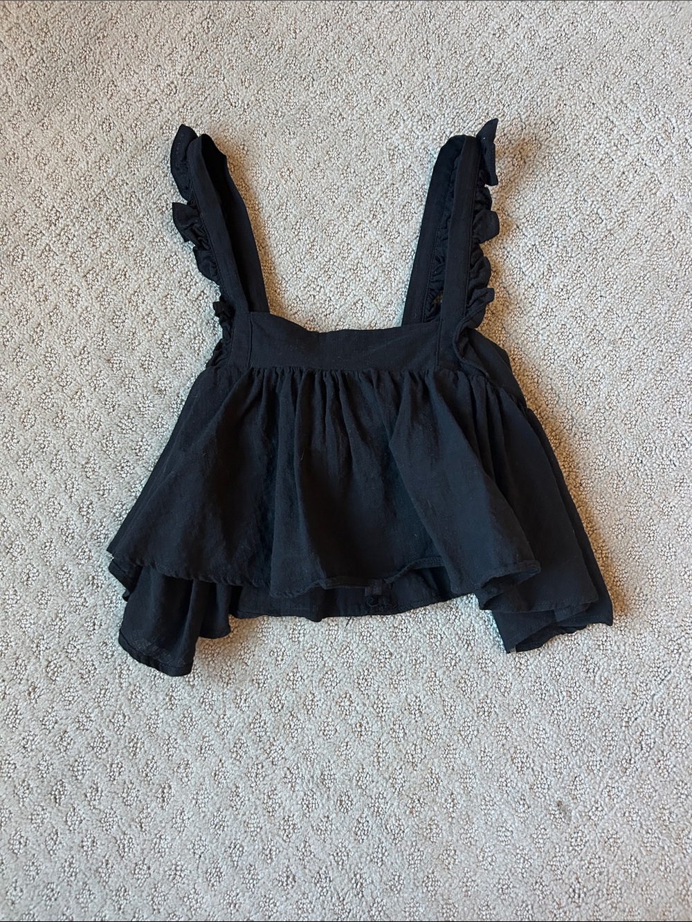 Petal & Pup Black Ruffle Tank Top worn once